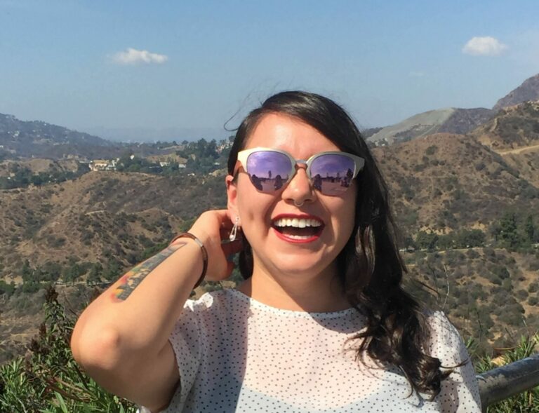 Samantha - green hills in the background